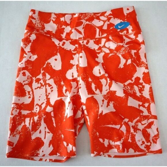 Nike DM7627-817 Women's Sz M Orange One Luxe Icon Clash Mid-Rise 7" Bike Shorts - Picture 1 of 8